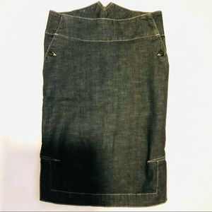 Denim Pencil Skirt with Side Slits